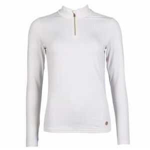 Women's White Long Sleeve Quarter Zip Top
